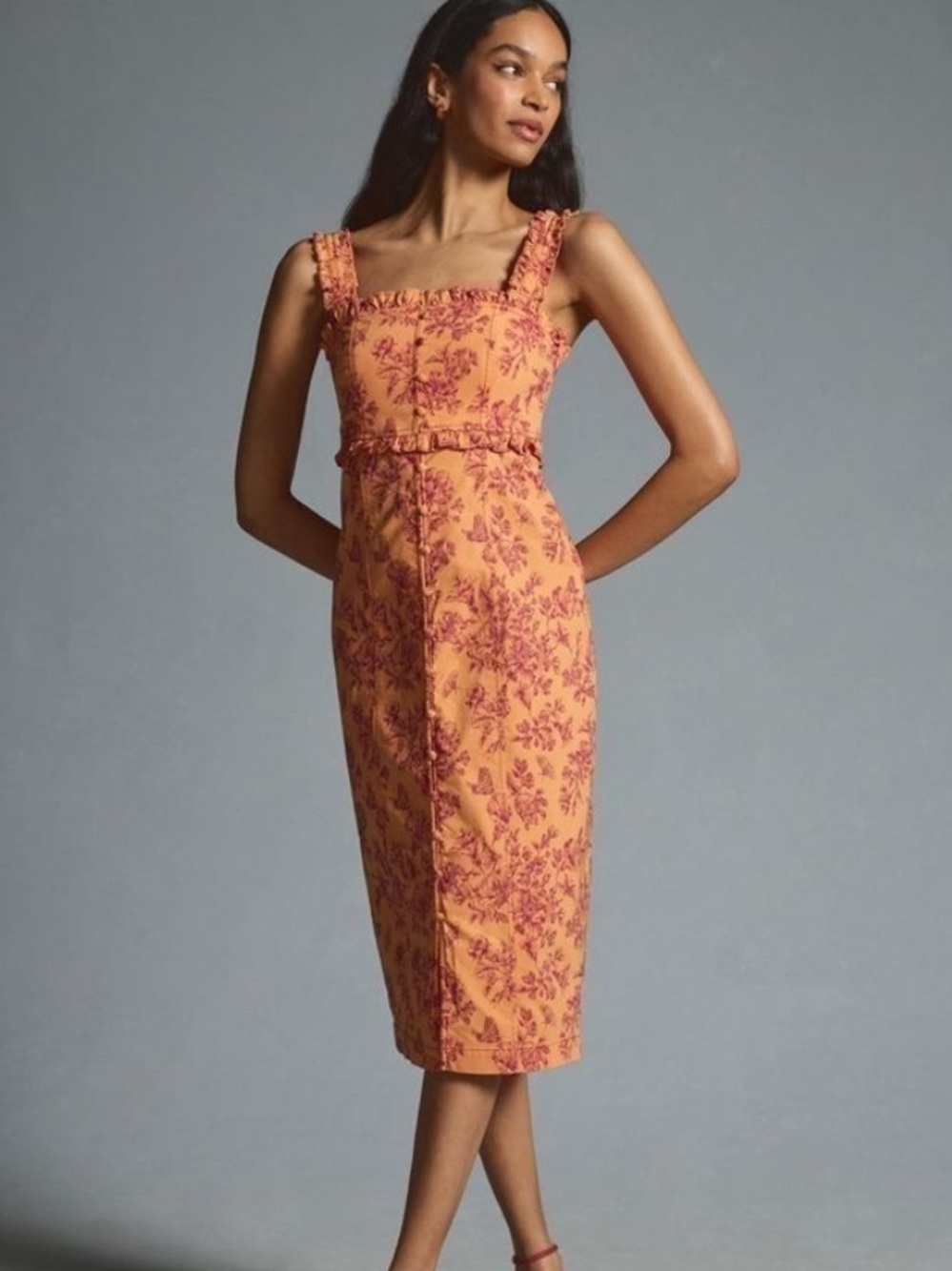 By Anthropologie The Linden Slim Square-Neck Dress